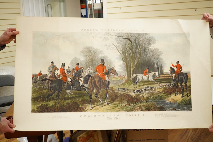 After J. F. Herring, a set of four fox hunting prints to include ‘The Kill’, published 12th April 1852, unframed. Condition - poor